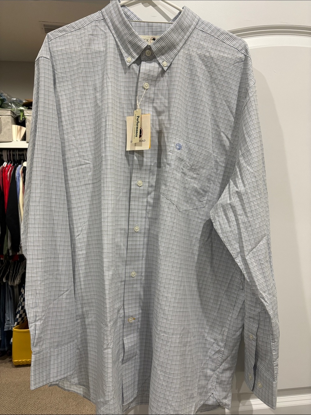 Men's Duck Head Light Blue Check Button-Down Shirt